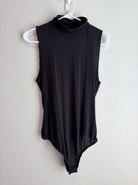 Intimately Free People Mock Neck Sleeveless Black Bodysuit Medium